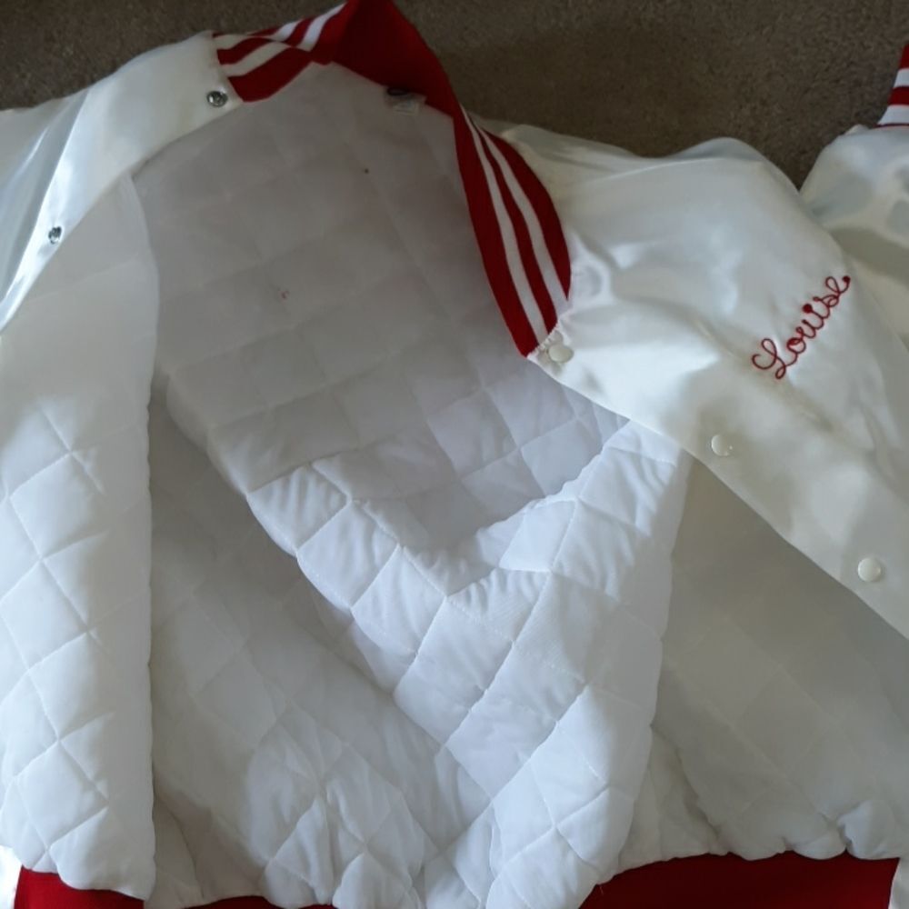 VINTAGE Windjammer 90's White Satin Bomber Jacket VFW - Picture 11 of 12